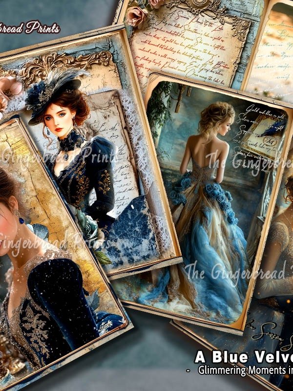 A Blue Velvet Diary Journal kit digital Download product image (2)