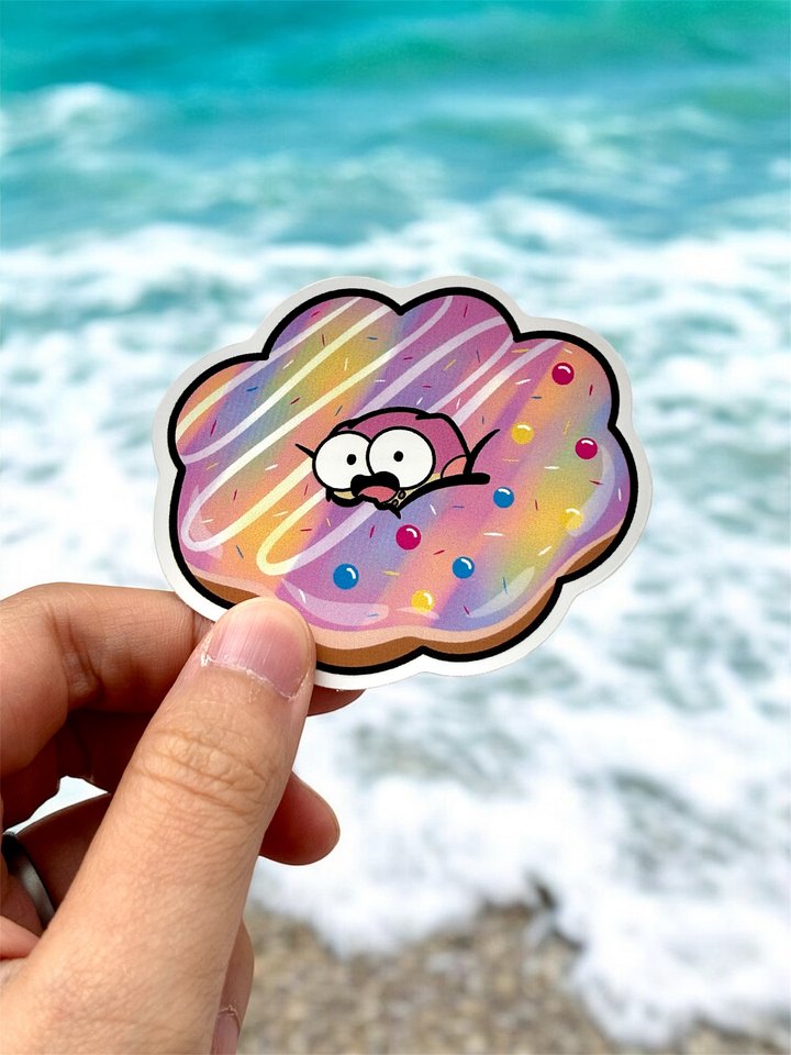 Rainbow Unicorn Mochi Donut Waterproof Vinyl Sticker product image (1)