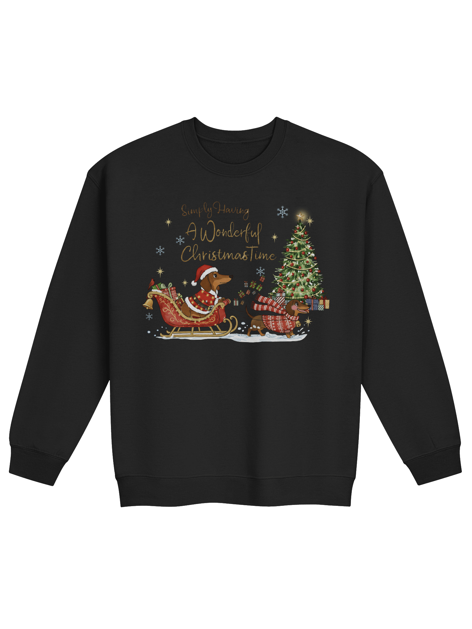 Simply Having A Wonderful Christmastime Dachshund Sweatshirt – Cute Holiday Sleigh Dog Design product image (1)