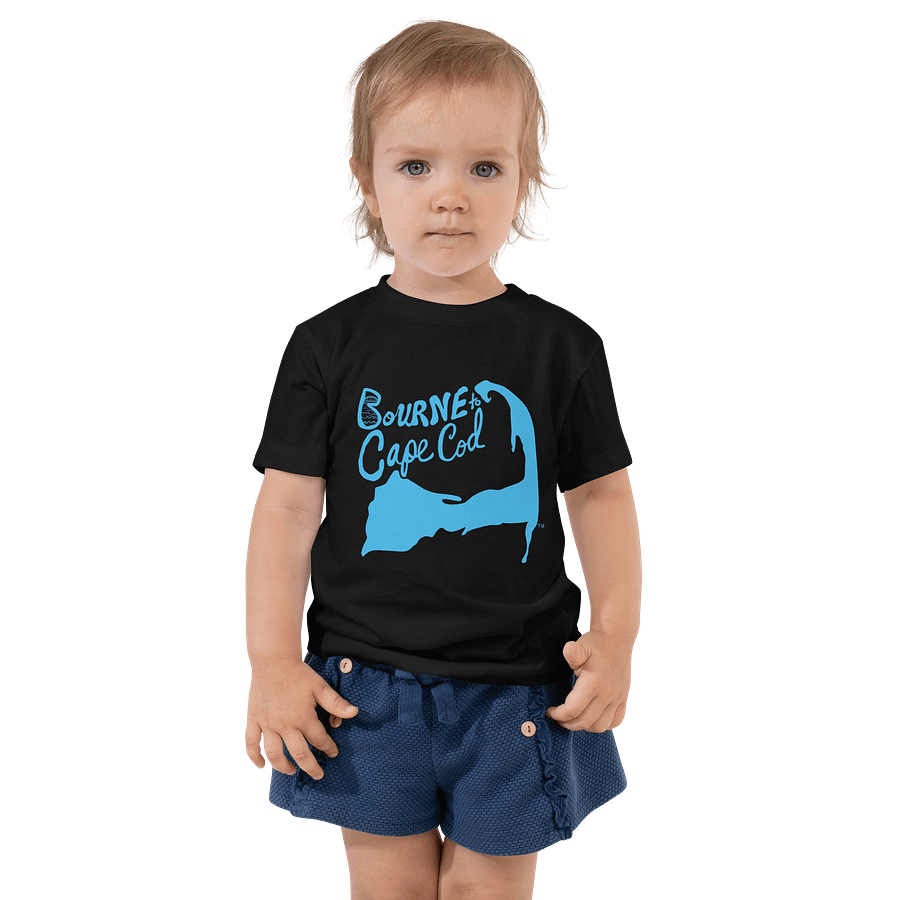BOURNE to Cape Cod™ | DTG Vintage Print | Toddler T-Shirt | BRN.2C.C.™ Back Logo | Soft Coastal Tee for Little Explorers | Deep Sky Blue Logos product image (1)