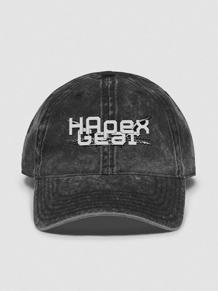 Vintage Wash Dad Hat - Embroidered - White HApex Gear White Logo product image (1)