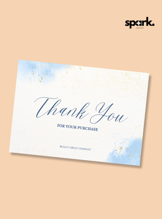Blue Gold Minimalist Watercolor Calligraphy Thank You Card product image (1)