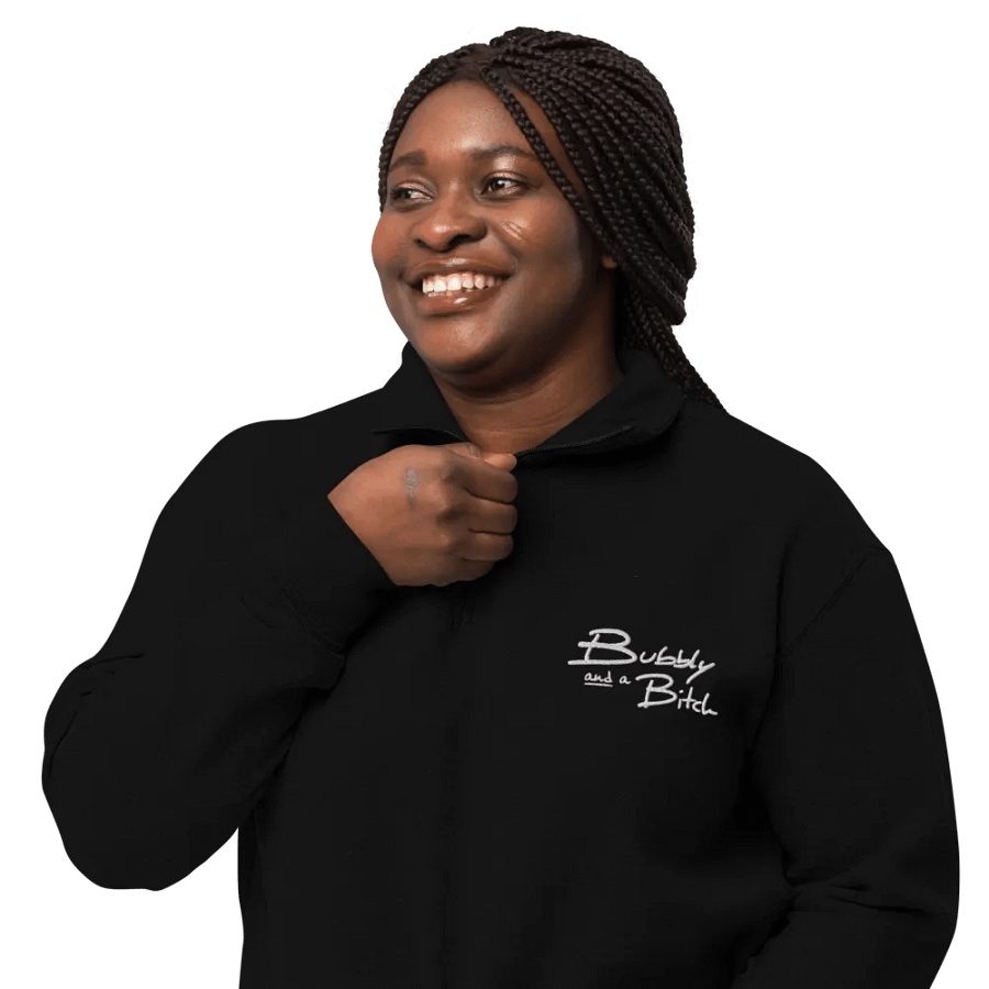 Bubbly and a B*tch (white) embroidered quarter zip product image (3)