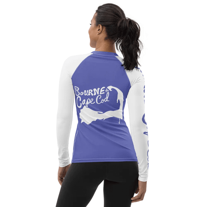 BOURNE to Cape Cod™ | Women's Rash Guard | BRN.2C.C.™ | Slate Blue with White Sleeves product image (2)
