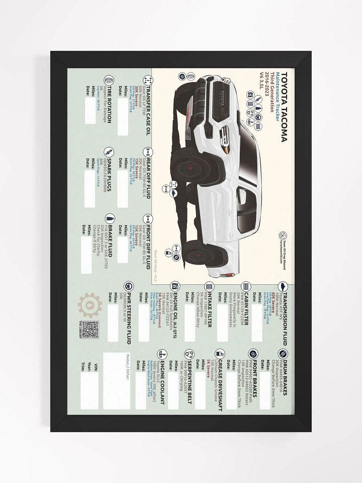 3RD GEN MAINTENANCE TRACKER V1.2 - White (FRAMED) product image (2)