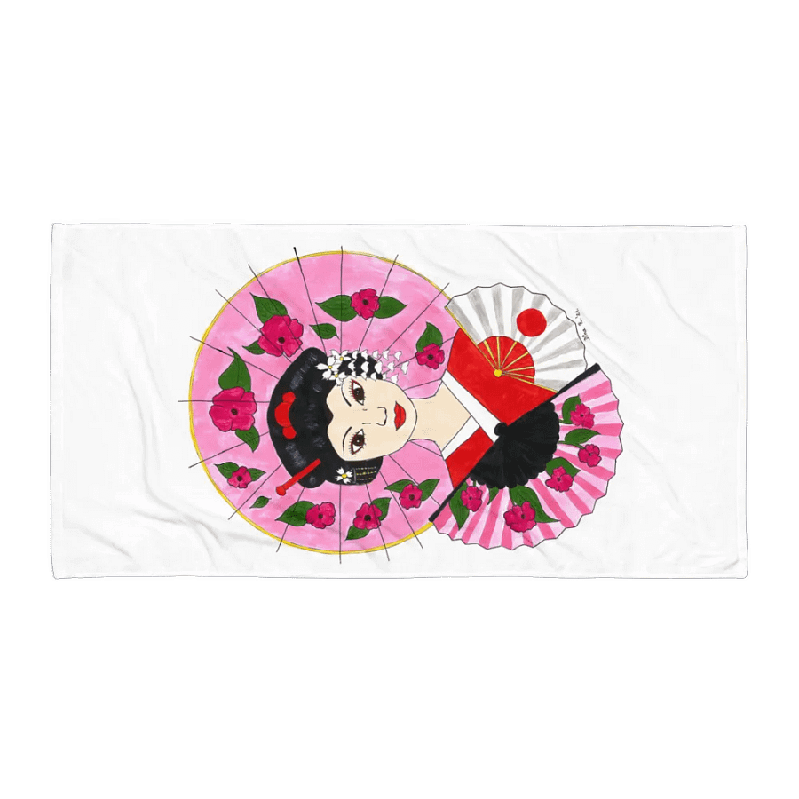 Japanese Geisha (art by Dina R.) acrylic painting picture - Towel product image (1)