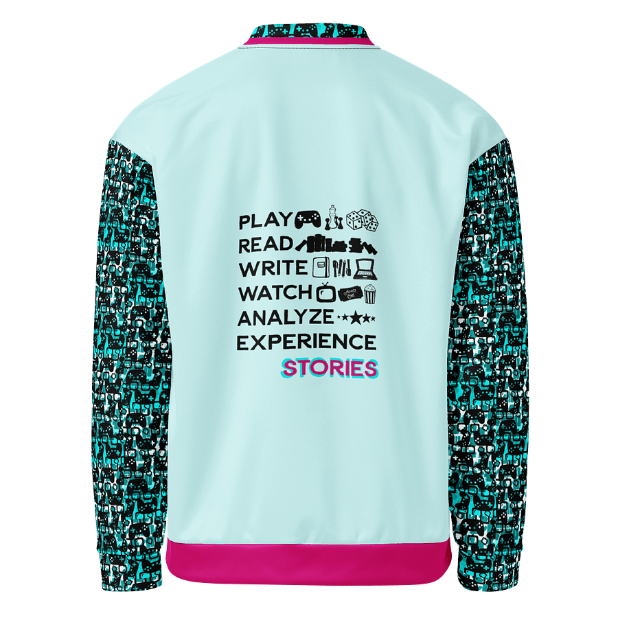 Experience Stories Unisex Bomber Jacket (Teal, Pink, and Black) product image (1)