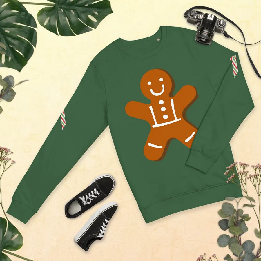 Smiley Gingerbread Man Organic Sweatshirt product image (7)