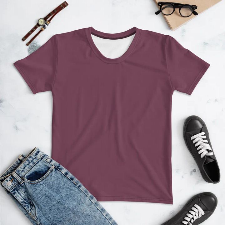 Plain Deep Purplish Red Soft Summer Women's Crewneck Polyester Heavyweight Premium T-Shirt by Treasure Pie product image (1)