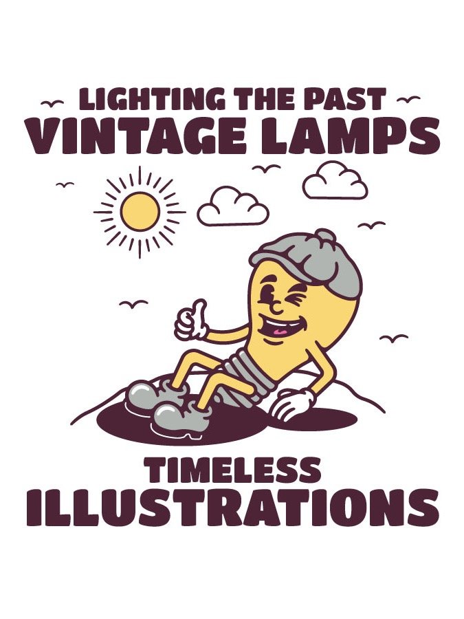 Vintage Lamp - Light Mascot Character Illustration Design product image (1)