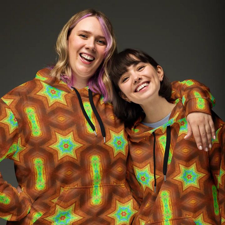 Abstract Retro Repeating Stars Unisex All Over Print Hoodie product image (1)