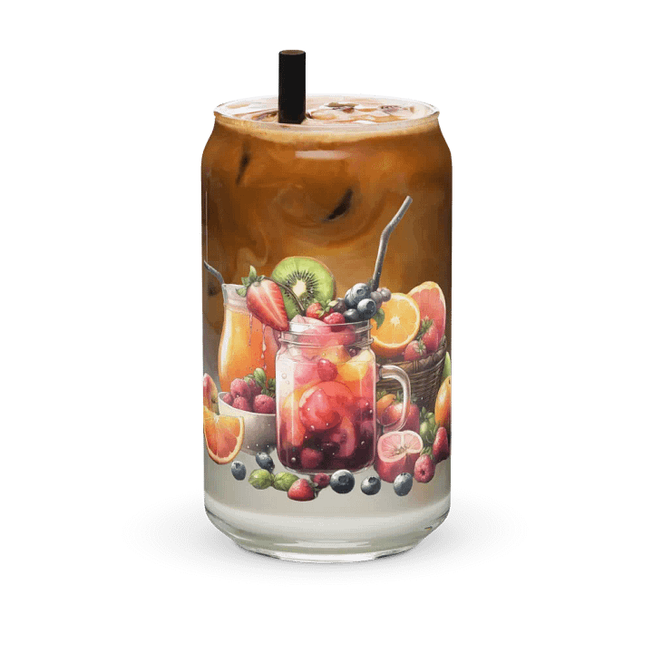 Fruit juice with fruit slice mixed water affect design-02-Can-Shaped Glass product image (1)