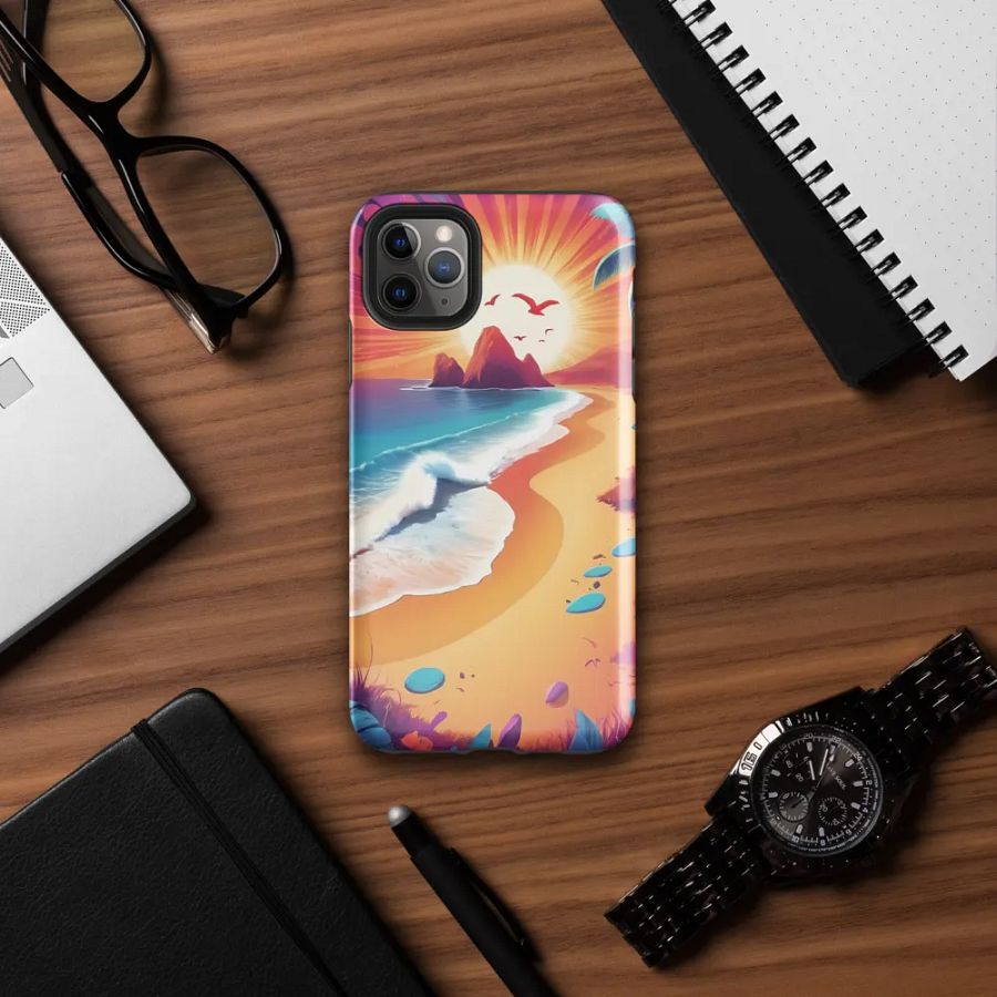Sunrise Serenity: Psychedelic Beach iPhone Case product image (39)