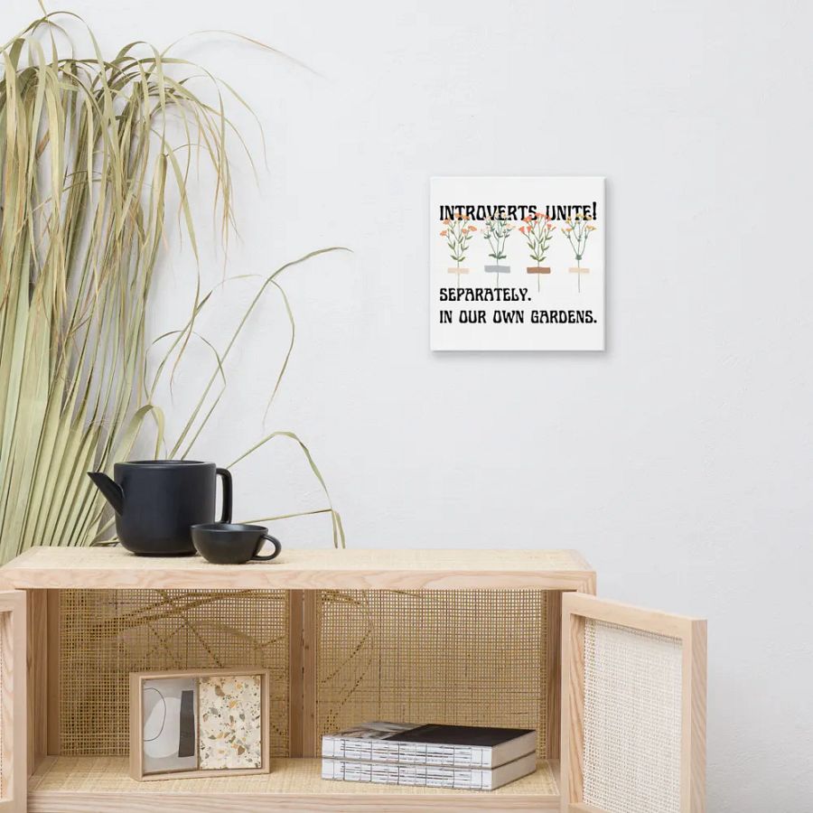 Hand-drawn funny sarcastic gardening introvert canvas wall art product image (10)