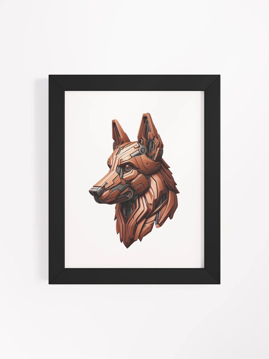 Framed High-Quality Matte Poster (in) | German Shepherd dog iron robot design product image (11)
