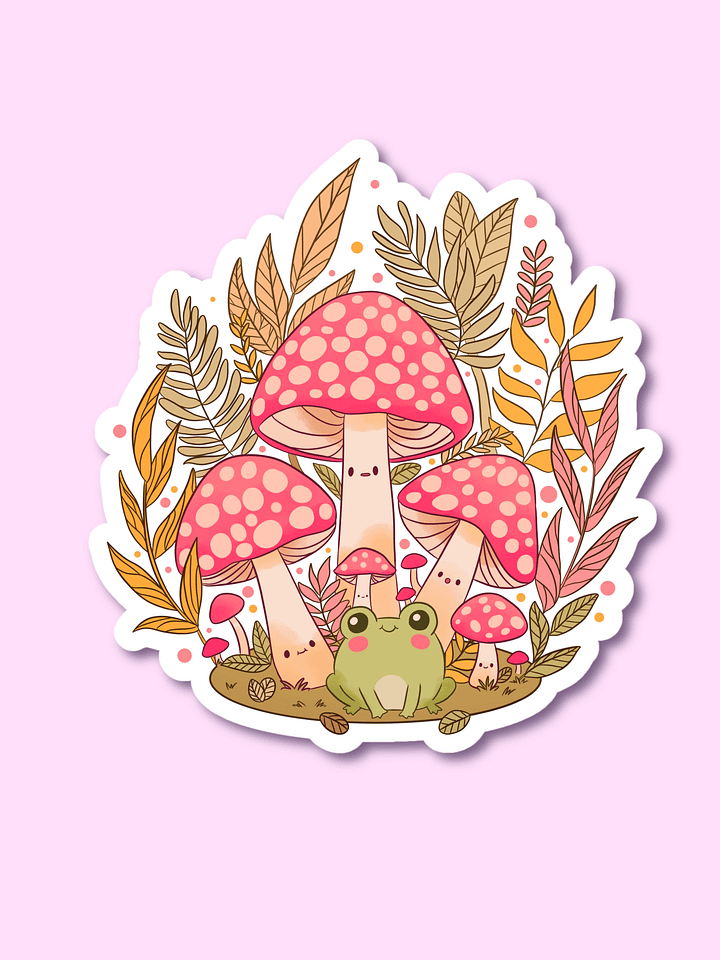 Whimsical Mushroom and Frog Sticker product image (1)