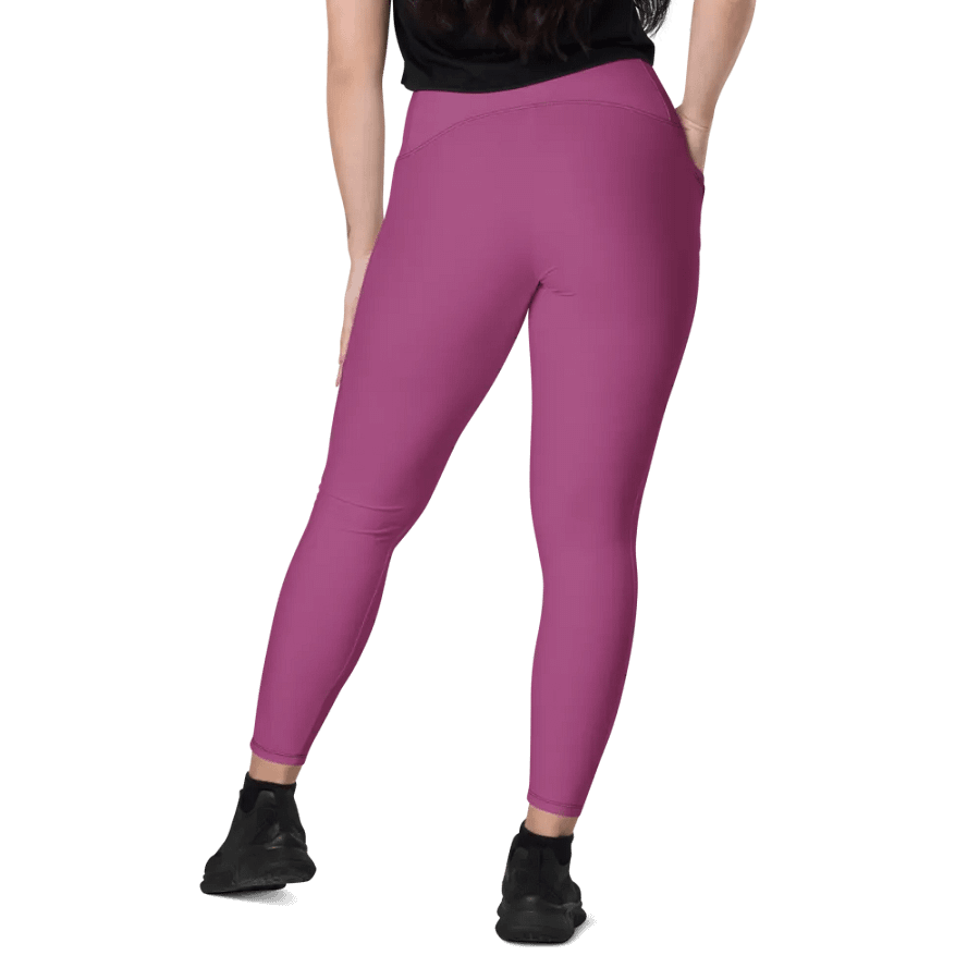 Plain Plum Purple True Summer Women's High Waisted Premium Crossover Leggings with Pockets by Treasure Pie product image (11)