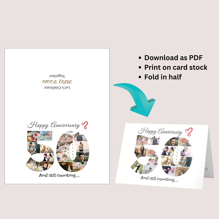 50 Year Anniversary Photo Card Editable Canva Template product image (7)
