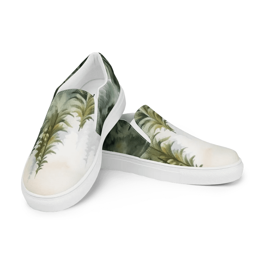 Men's Slip-On Canvas Shoes with Watercolor Spruce Forest Design product image (11)