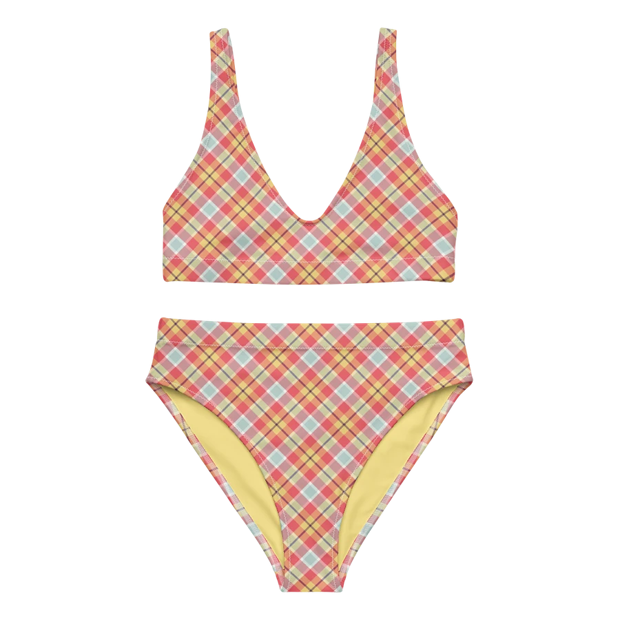 Coral Pink, Yellow, and Mint Plaid Bikini product image (2)