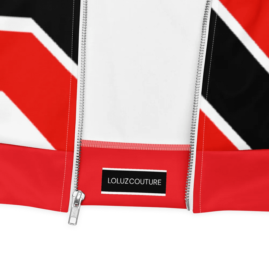 Red/Black/White Bent Lines Unisex Bomber Jacket product image (12)