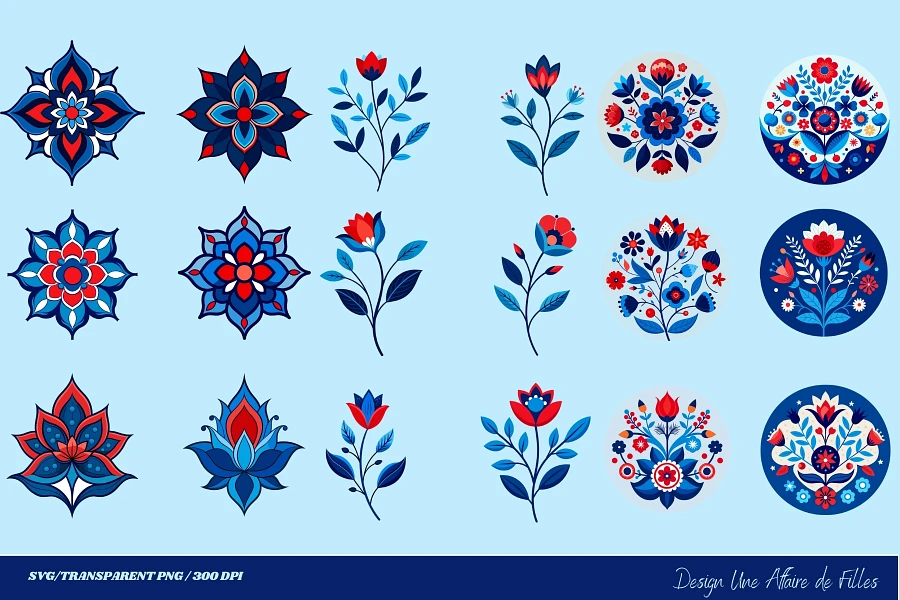 60 FLORAL SCANDINAVIAN VECTOR CLIPART product image (3)