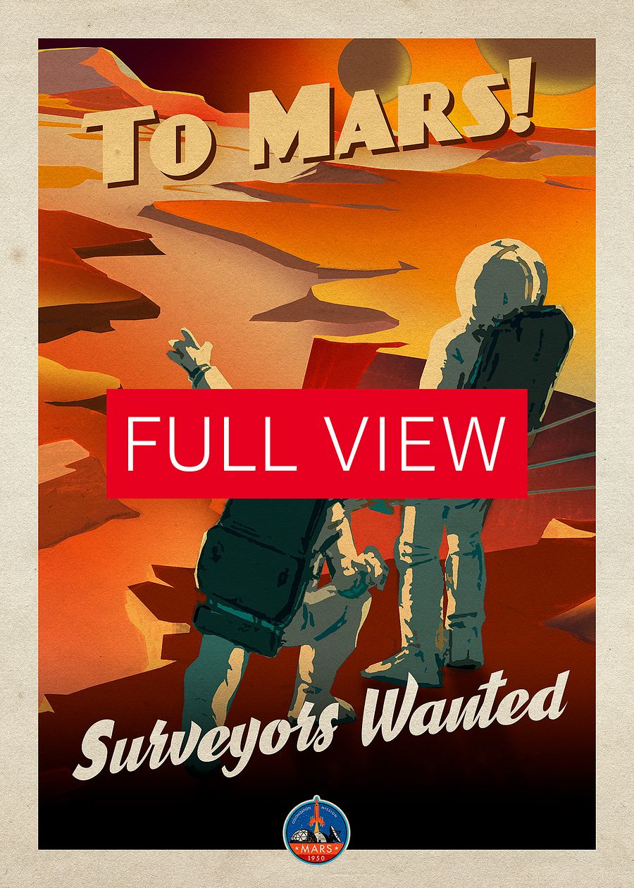 To Mars! — Vintage space poster, retro space art, propaganda poster, retrofuturism art, retro sci-fi print product image (3)
