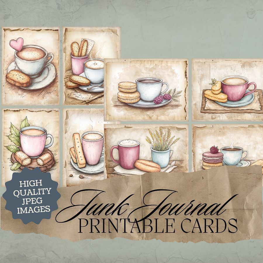 Coffee & Biscuits - Printable Journal Cards V5 product image (1)
