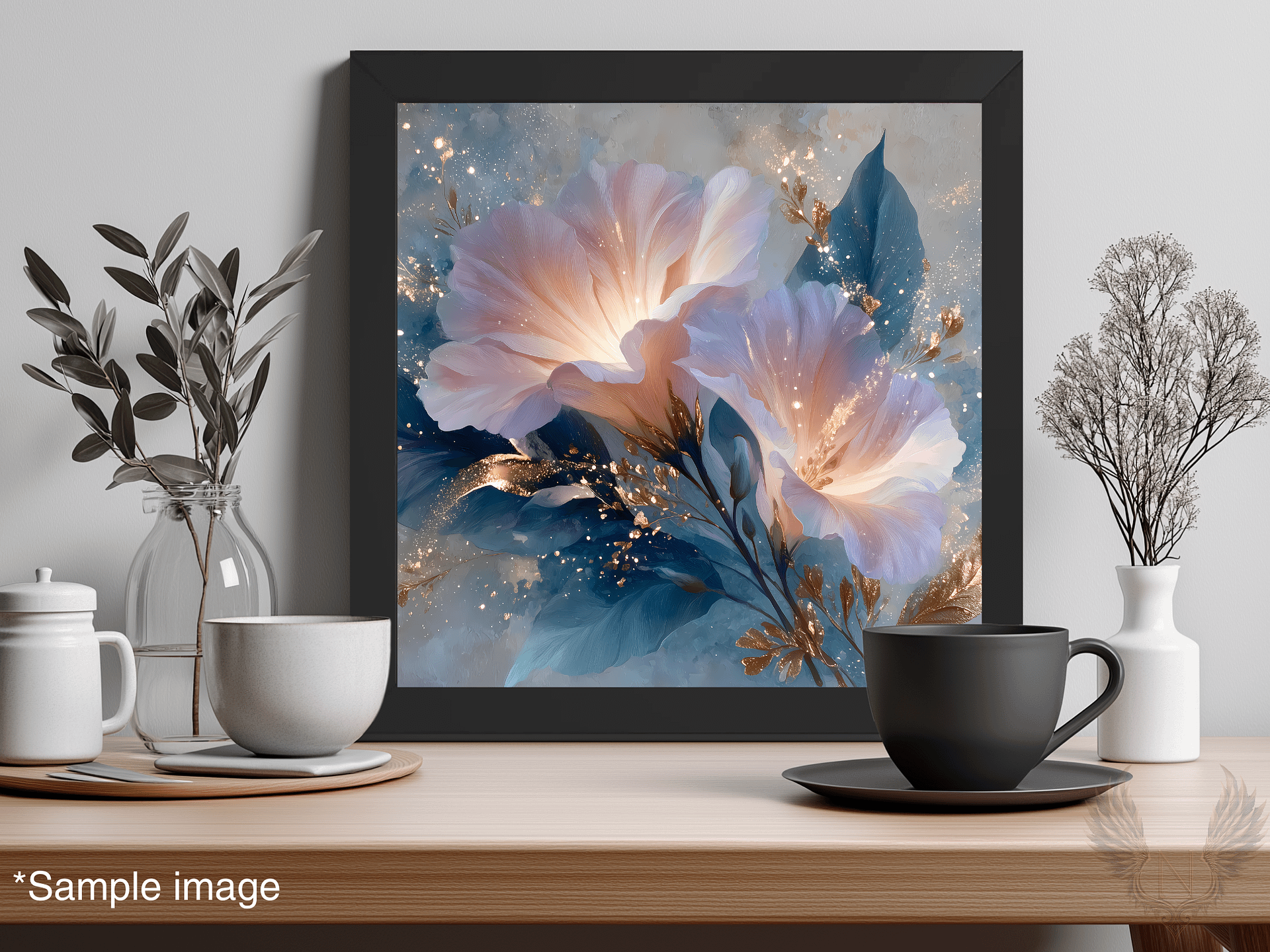Glowing Grace: Blush & Gold Floral Wall Art product image (1)