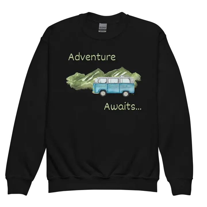 Adventure Awaits Camper Youth Crewneck Sweater product image (1)