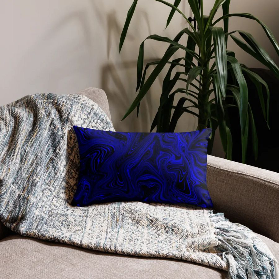 Premium Pillow Case - Dark Blue and Black Fluid Swirls product image (3)