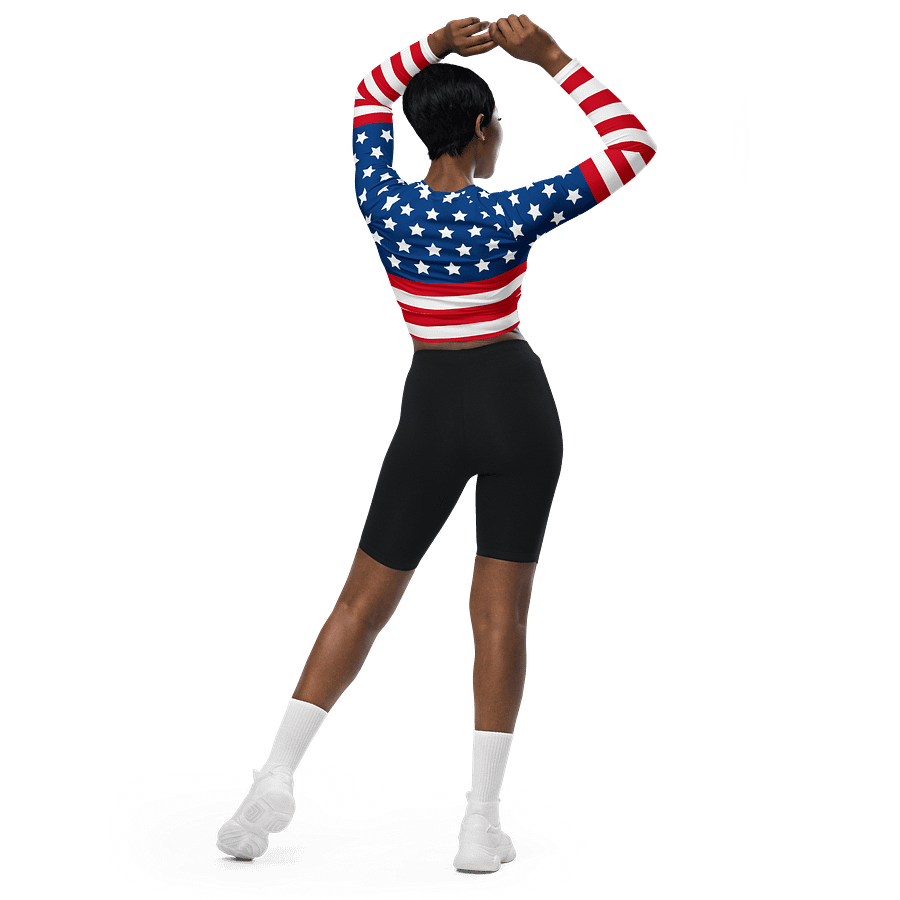 Patriotic Star Spangled Long Sleeve Crop Top product image (5)
