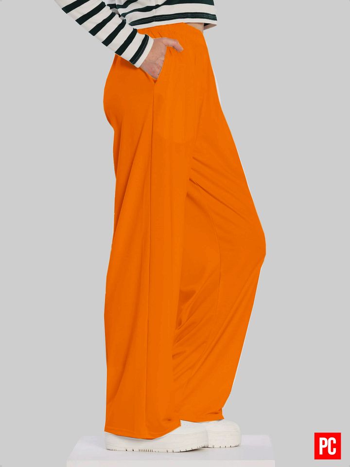 Plain Color Orange Wide-Leg Pants product image (1)