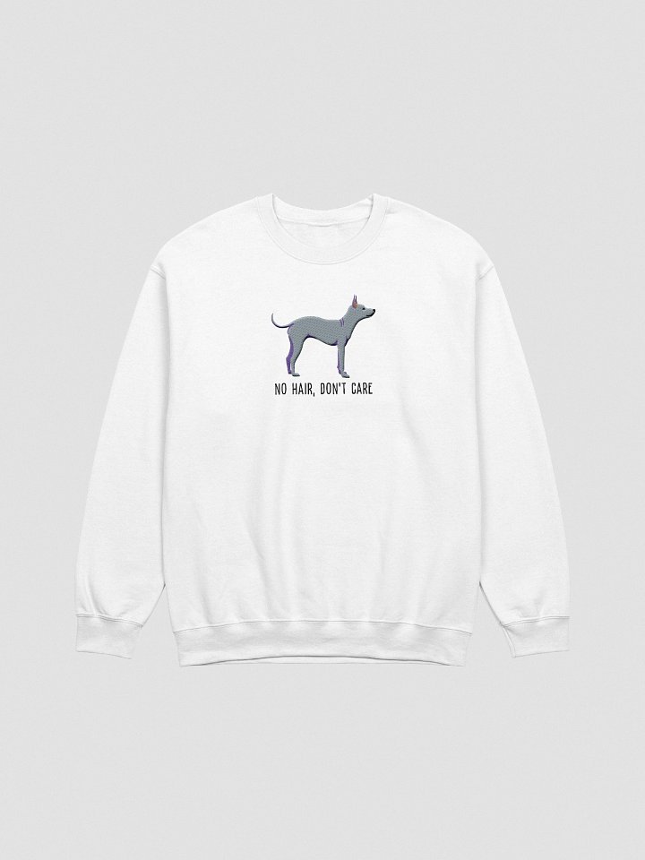 No Hair, Don't Care Sweatshirt (Embroidered) of an American Hairless Terrier(Blue) product image (16)