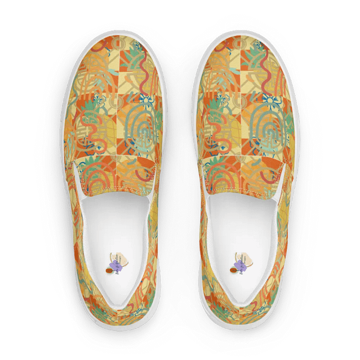 Yadit Abstract Collection in Yellow-Orange -Women's Slip-On Canvas Shoes product image (1)