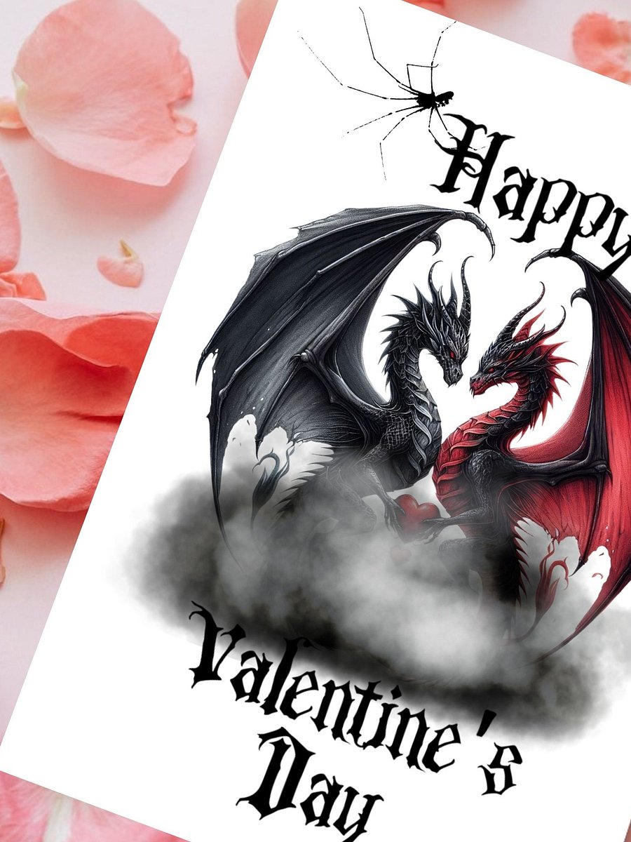 Printable Gothic Dragon Couple Valentine's Card product image (4)