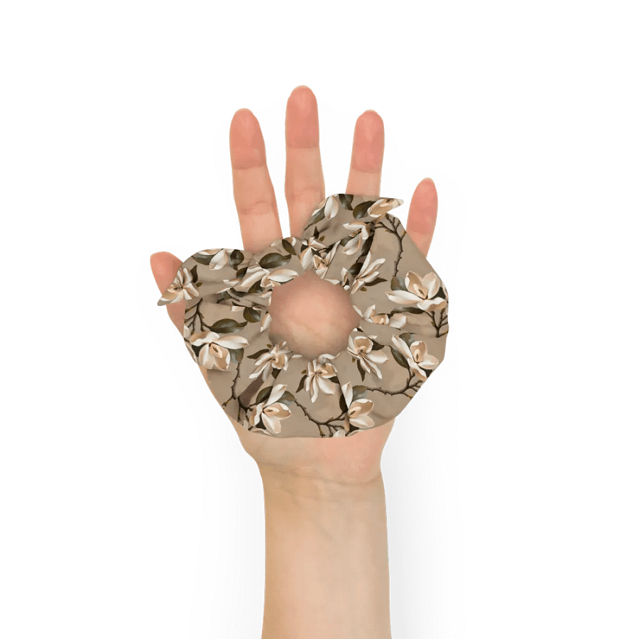 Hair Scrunchie - Magnolia Blossoms on Beige Background product image (6)