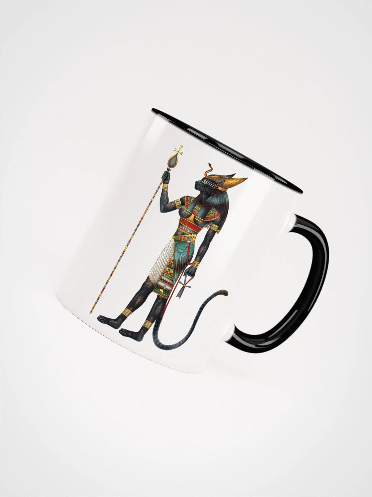 Bastet - The Egyptian Cat Goddess Ceramic Mug with Black Color Inside product image (8)