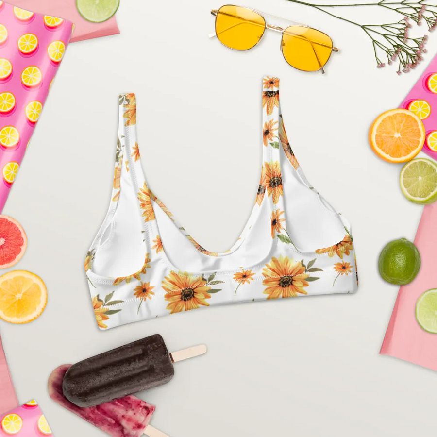 Watercolour Floral Pattern Padded Bikini Top - V2 product image (3)