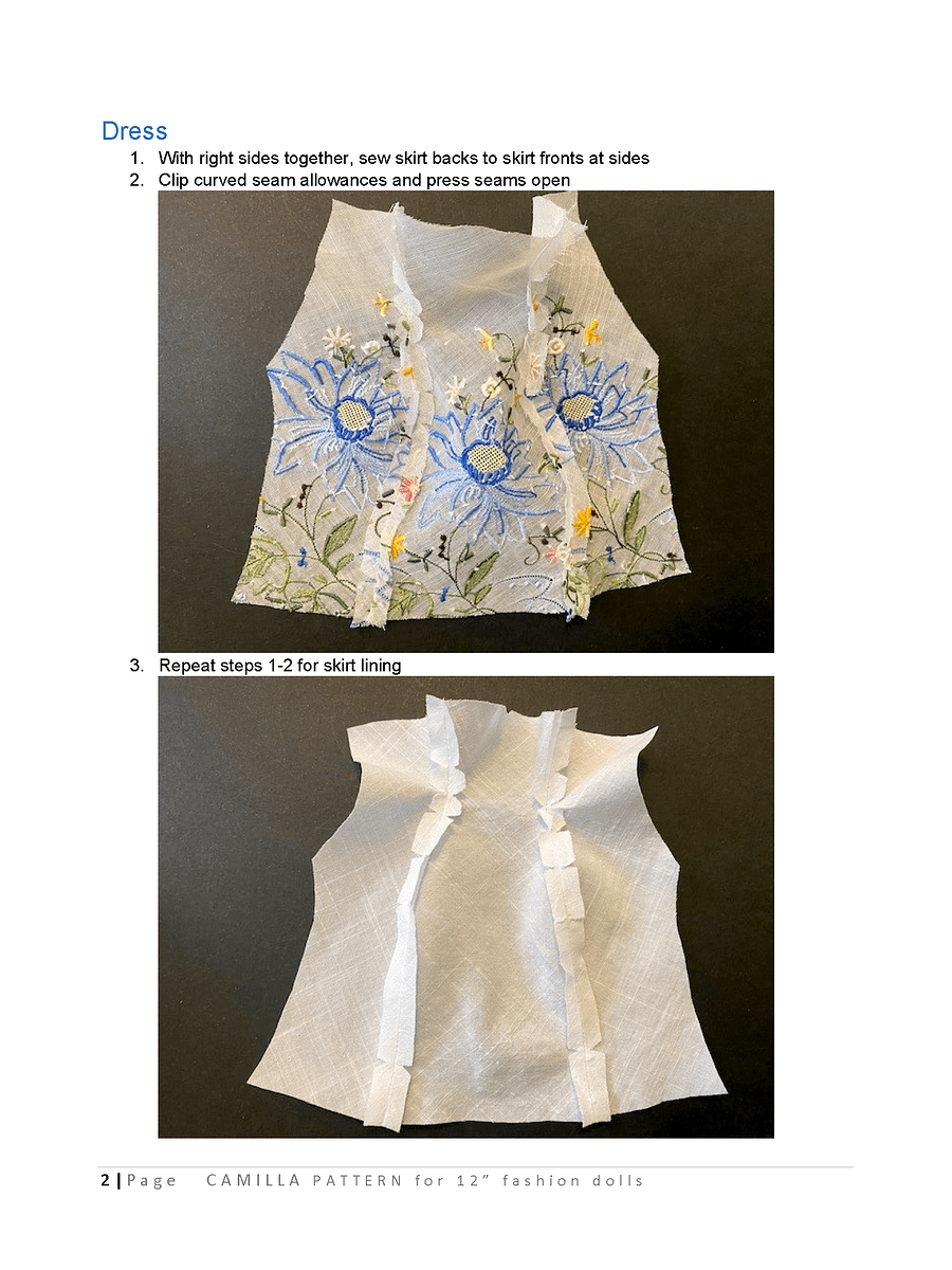 Camilla sewing pattern for 12" fashion dolls product image (3)