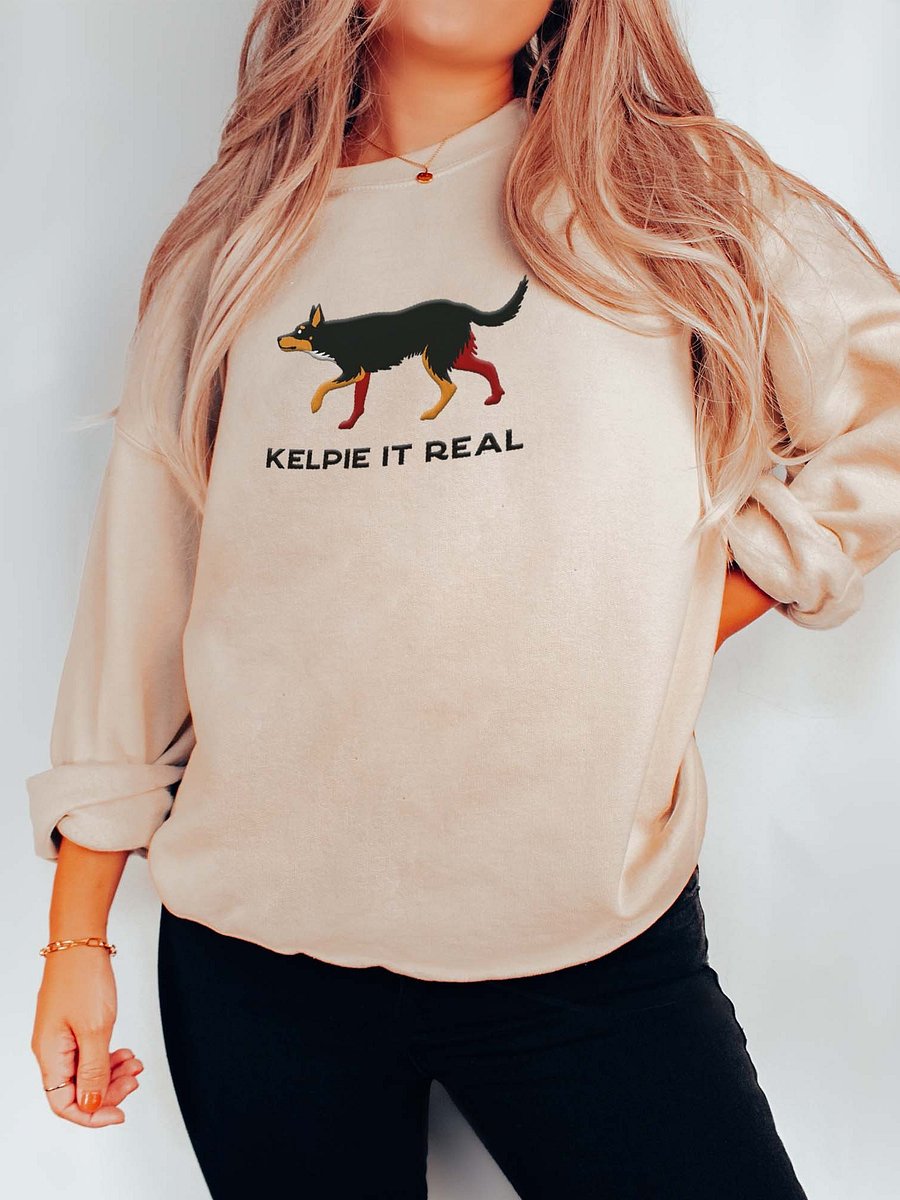 Kelpie It Real Sweatshirt (Embroidered) of an Australian Kelpie(Black & Tan) product image (2)