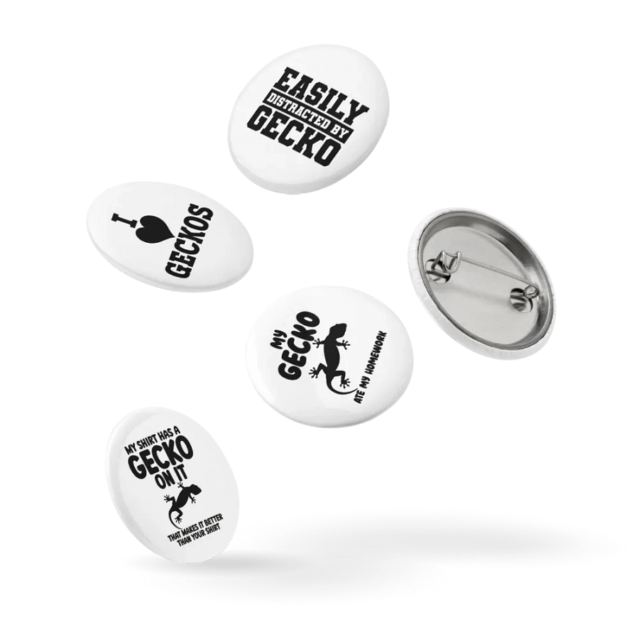 Glossy Black Collection: Pin Button Set with Geckos all over product image (14)