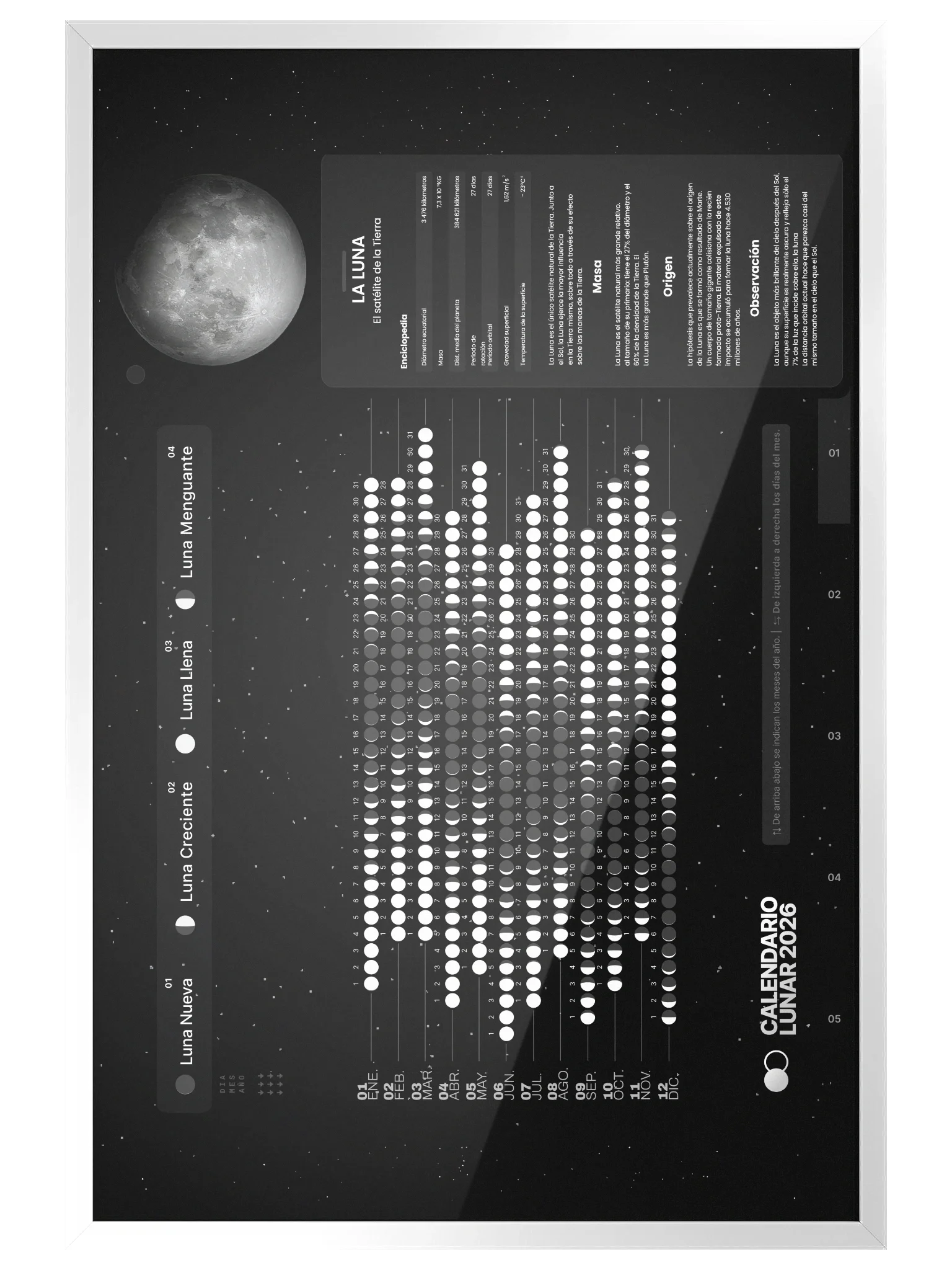 Calendario de pared de las fases lunares de 2026 - 24" x 36" product image (5)