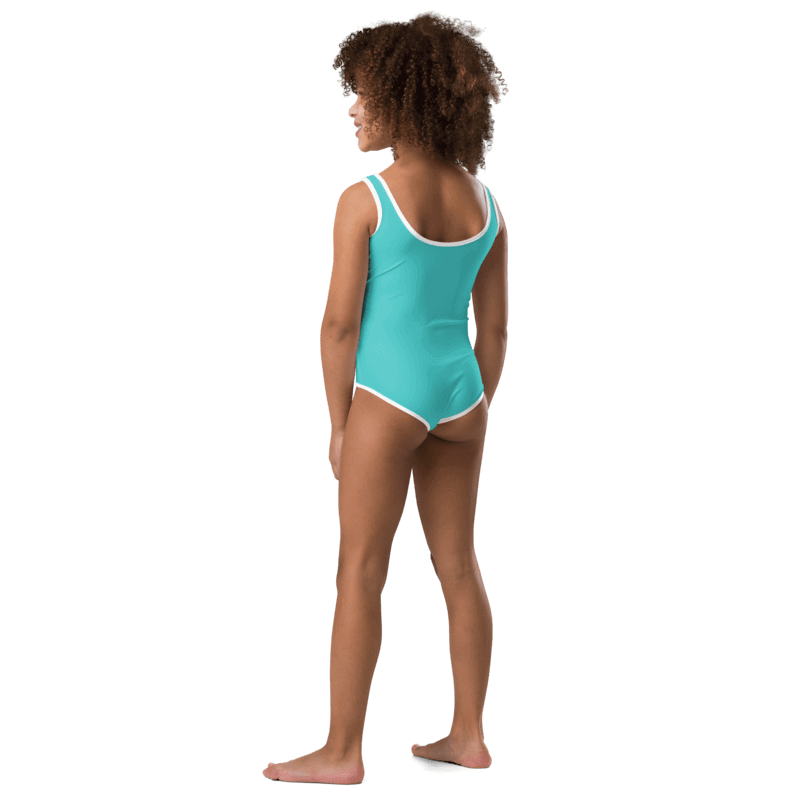 Good Swimmer Orange on Turquoise Kids Swimsuit product image (4)