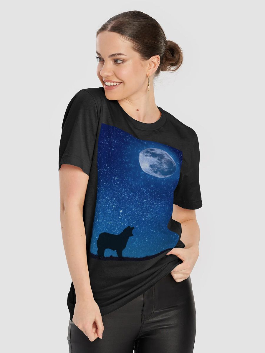 Australian Shepherd Border Collie Silhouette against Moonlit Sky T-Shirt product image (30)