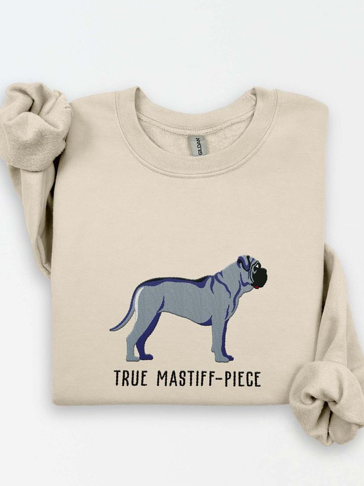 True Mastiff-Piece Sweatshirt (Embroidered) of an English Mastiff(Blue) product image (1)
