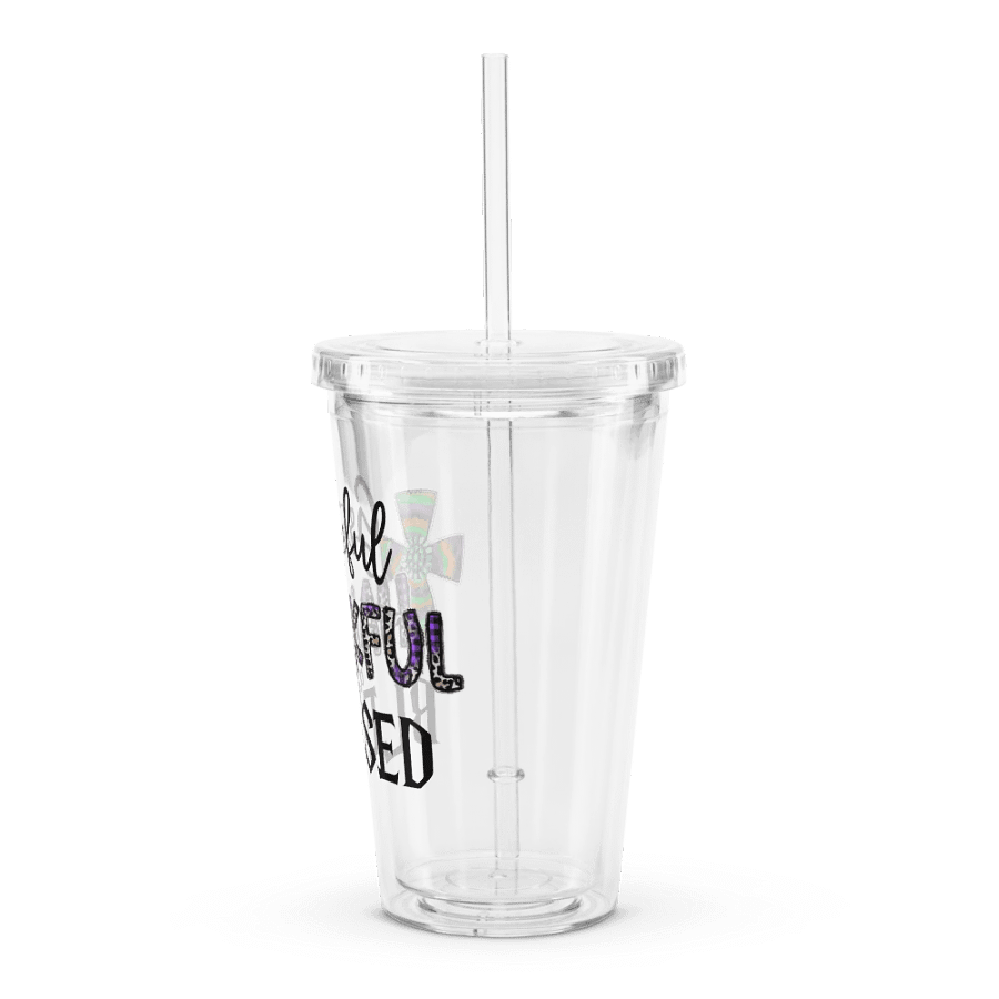 Grateful, Thankful & Blessed - Double Wall Clear Plastic Tumbler product image (4)