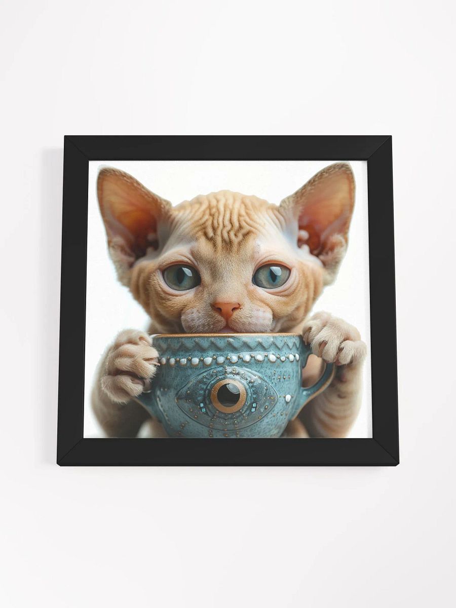 Coffee Lover Cute Hairless Sphynx Kitten Wall Art product image (3)