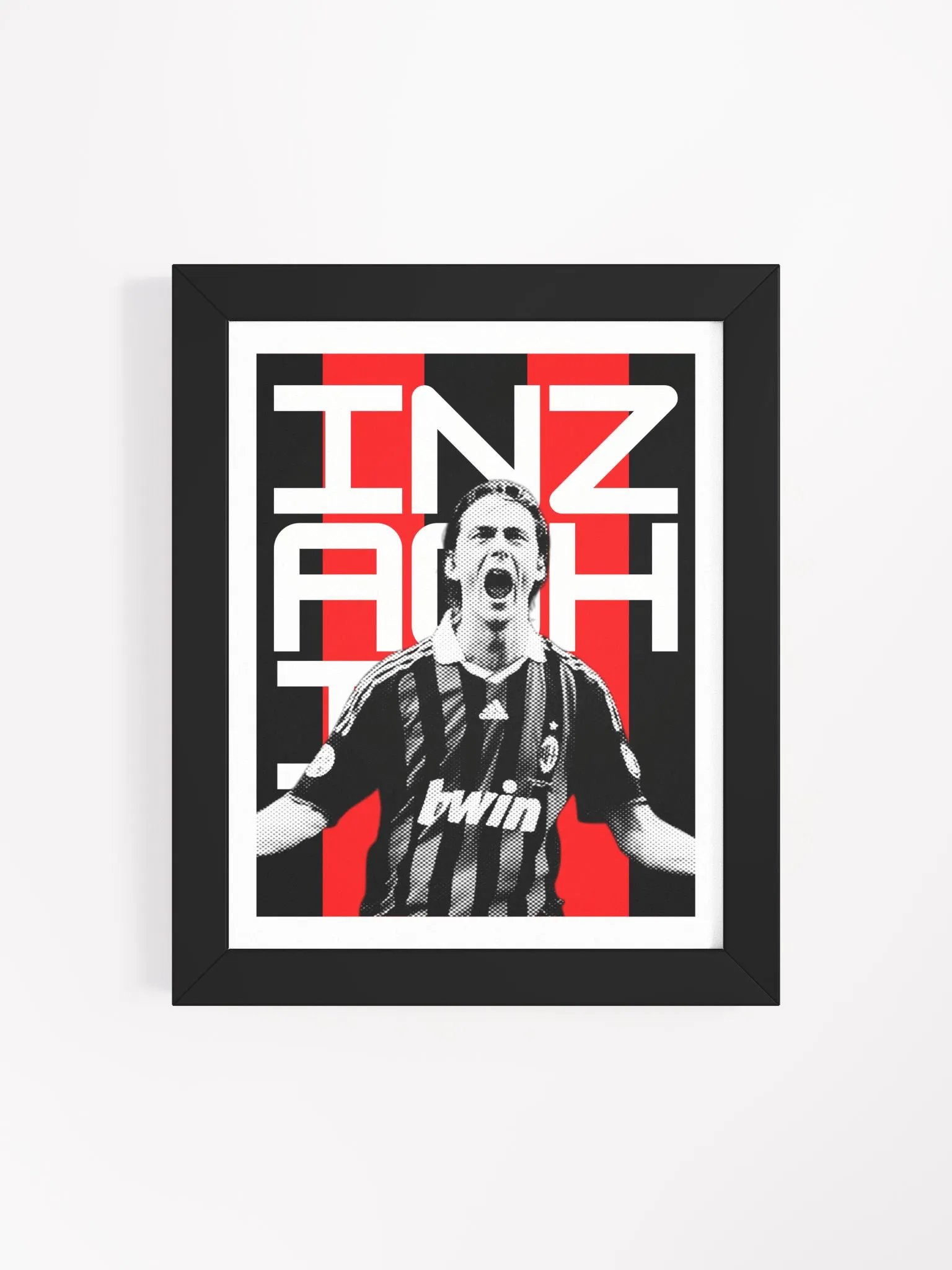 Filippo Inzaghi BW AC Milan Name Art Framed Print product image (4)