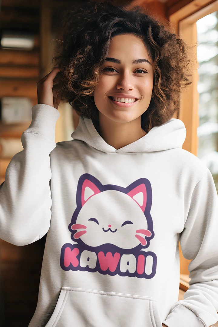 Kawaii Cat White Hoodie product image (1)